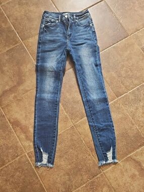 KanCan Dark Blue High-Rise Distressed Skinny Jeans